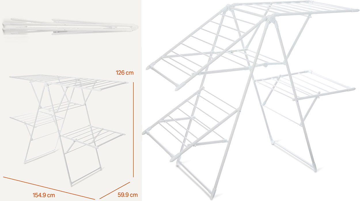 Chollo Tendedero plegable de metal Amazon Basics con 4 alas por sólo 36,79€ y envío gratis con cupón(-39%)