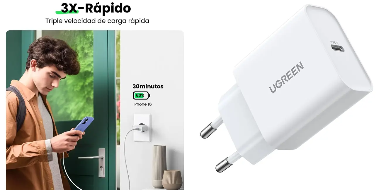Chollo Cargador USB-C UGREEN de 20W por sólo 10,44€ (-25%)