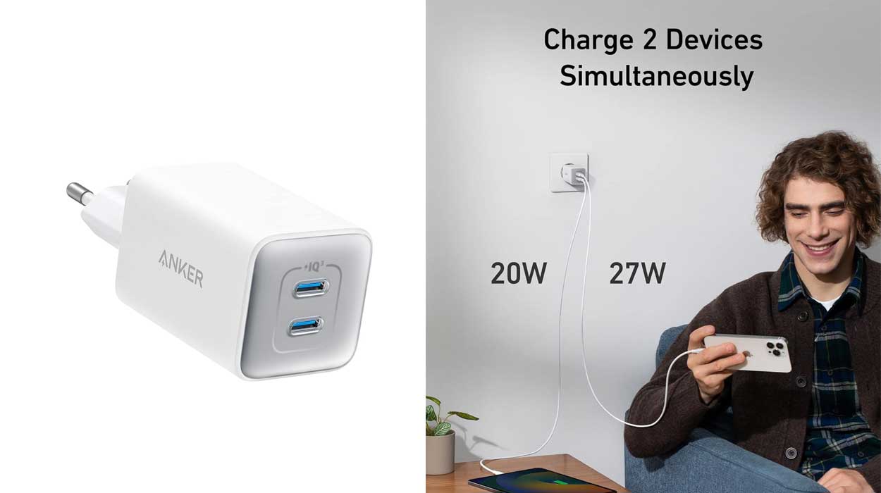 Este cargador Anker doble es de carga rapidísima, tamaño compacto y hoy lo tienes baratísimo