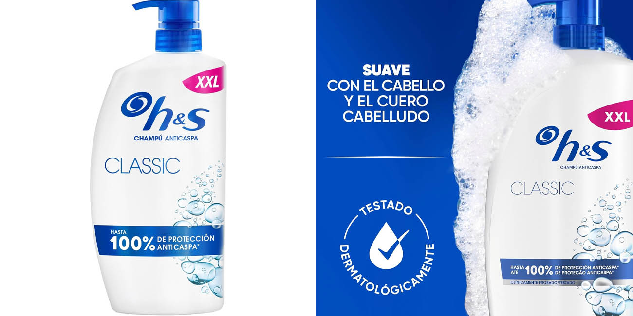 Chollo Pack 4x Champú H&S Classic anticaspa de 1.000 ml por sólo 34,94€ con descuento al tramitar (-34%) ¡8,74€ cada uno!
