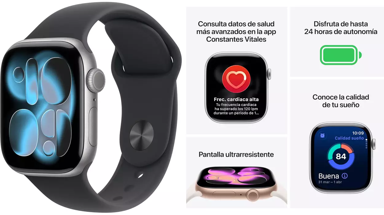 Chollo Apple Watch Series 11 GPS de 42 mm por sólo 379€ con envío gratis (70€ de descuento)