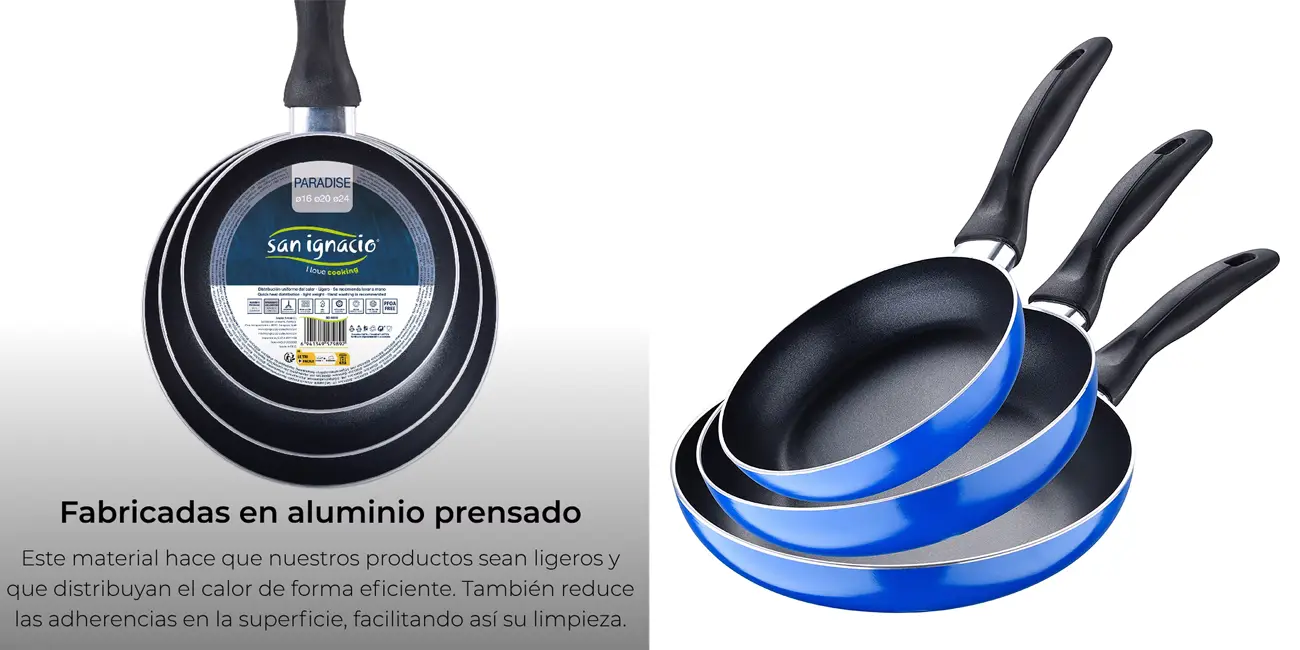 Chollo Juego de 3 sartenes San Ignacio Soul Marble de 16, 20 y 24 cm por sólo 18,34€ con cupón y envío gratis (-53%)