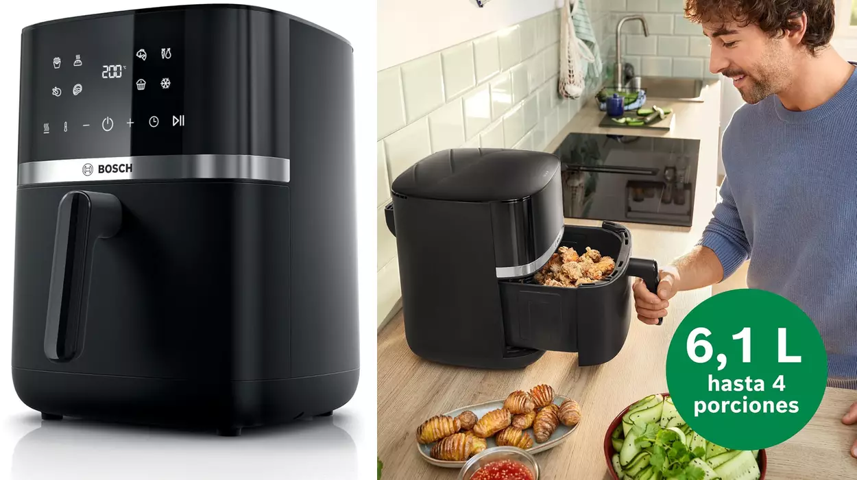 Chollo Freidora de aire Bosch Air Fryer Serie 4 XL de 6,1L para un cocinado más rápido por sólo 67,99€ con envío gratis (-48%)