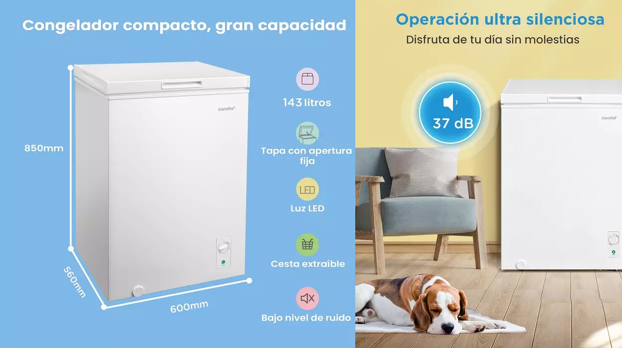 Chollo Arcón convertible congelador / refrigerador Comfee de 143L por sólo 169,99€ con envío gratis (-21%)