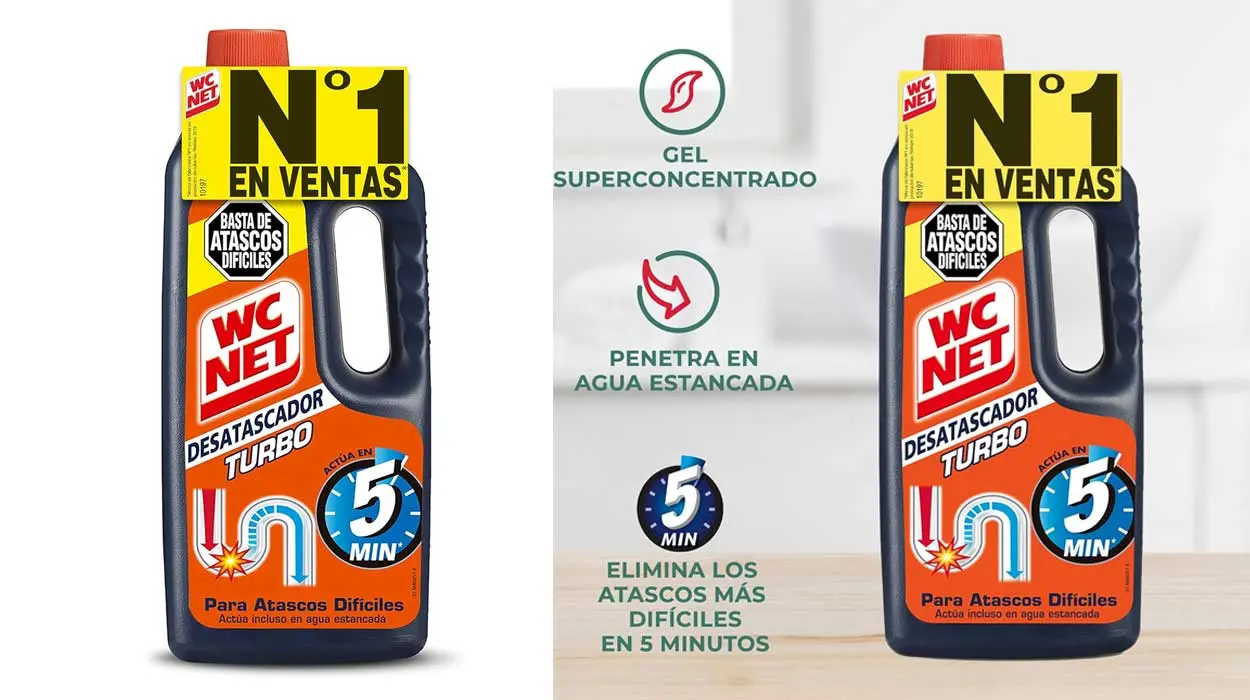 Chollo Pack x2 Desatascador WC Net Turbo de 1L por sólo 9,04€ con -70% en 2ª unidad ¡4,52€ cada una!