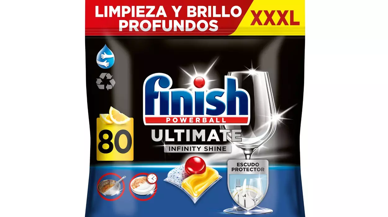 Chollo Pack x80 Pastillas para lavavajillas Finish Powerball Ultimate Infinity Shine por sólo 12,84€ (-50%) ¡A 0,16€ la dosis!