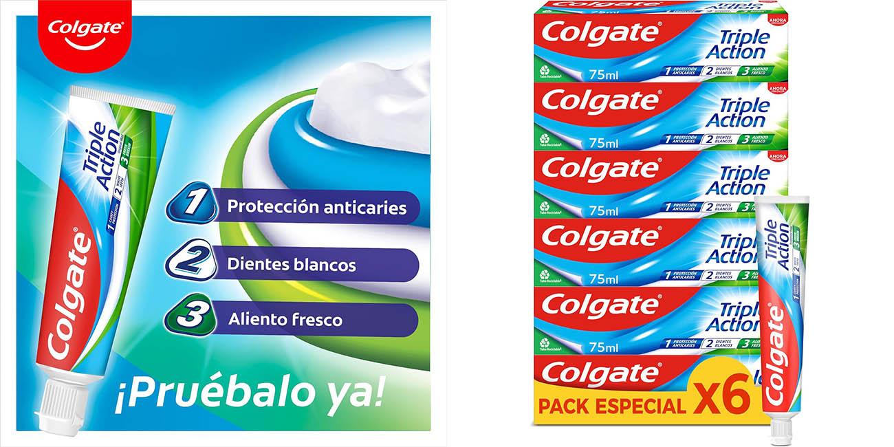 Chollo Pack x6 Colgate Triple Acción de 75 ml por sólo 8,67€ (-27%) ¡1,45€ cada una!