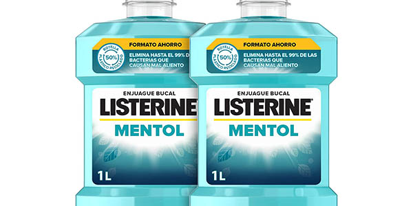 Chollo Pack x2 Enjuague bucal Listerine Mentol de 1000 ml por sólo 8€ (-41%) ¡Sólo 4€ cada uno!
