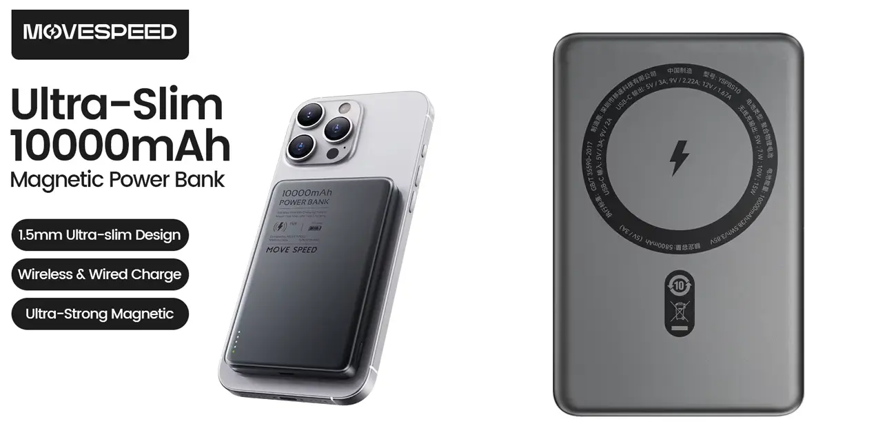 Chollo Powerbank MOVESPEED S10 MagSafe de 10.000 mAh por sólo 17,18€ con envío gratis (-60%) ¡Valoraciones TOP!