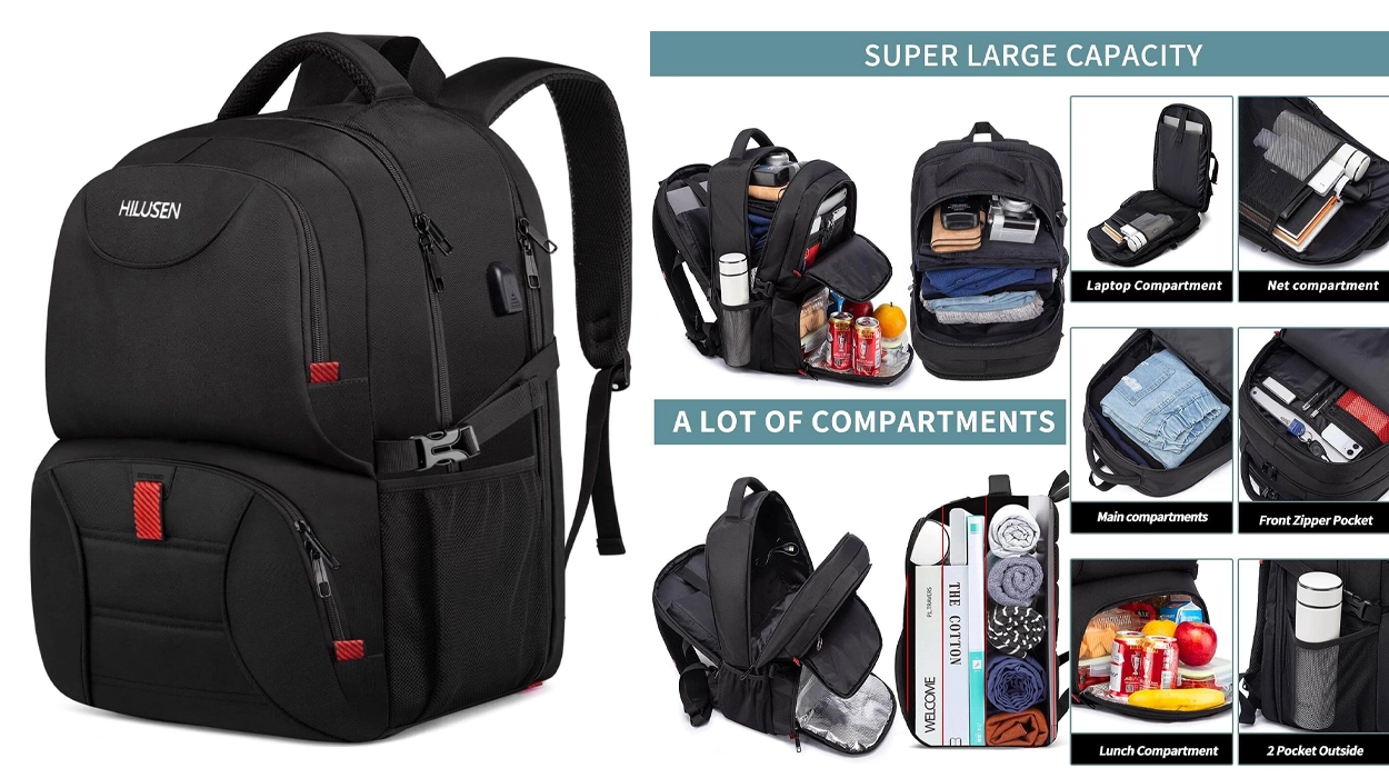 Con esta mochila de 50 litros con sujeción para portátiles grandes, bolsillo térmico y un montón de espacio extra irás comodísimo en tus viajes por poco más de 21€