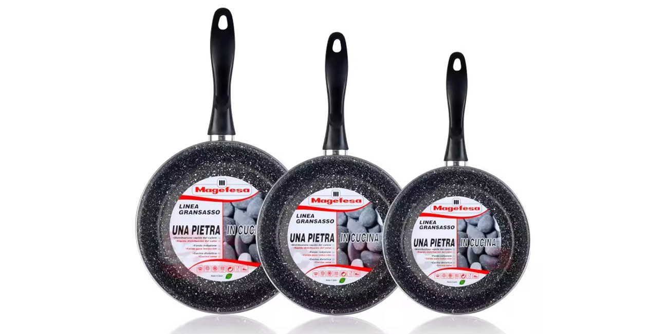 Chollo Set 3 sartenes Magefesa K2 Gransasso piedra 24-26-28 cm por sólo 24,25€ (-42%)