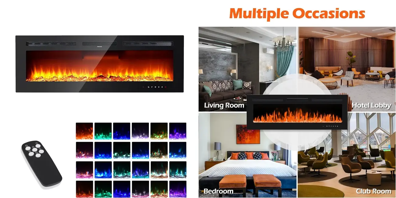 Chollo Chimenea eléctrica Adoolla montada en la pared de 40″ por sólo 138,39€ con cupón y envío gratis (-73%)