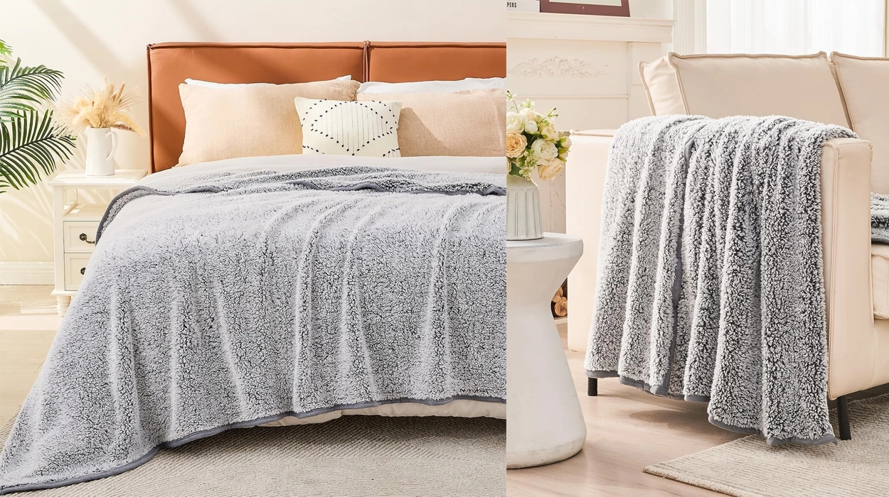 Acurrúcate en tu rincón favorito con esta manta sherpa ultra suave de 130 x 150 cm con valoraciones GENIALES que hoy está a un precio buenísimo