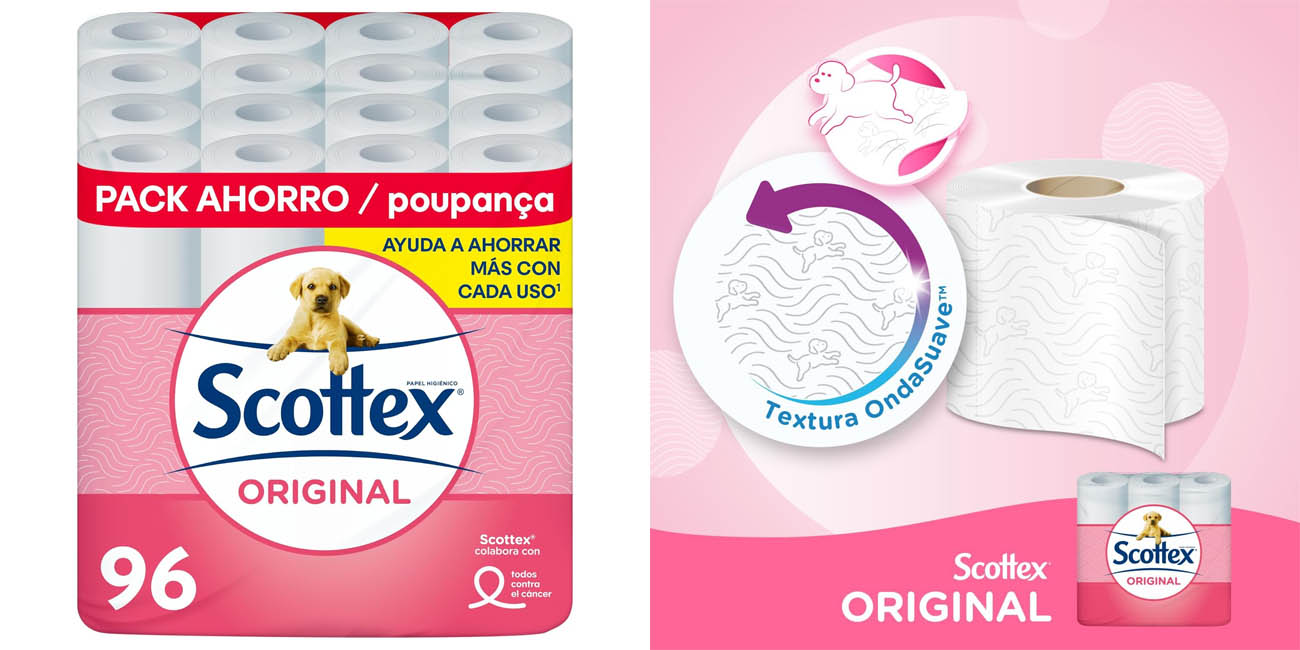 Chollo Pack x96 rollos de papel higiénico Scottex Original por sólo 20,67€ (-26%) ¡Sólo 0,22€ cada rollo!
