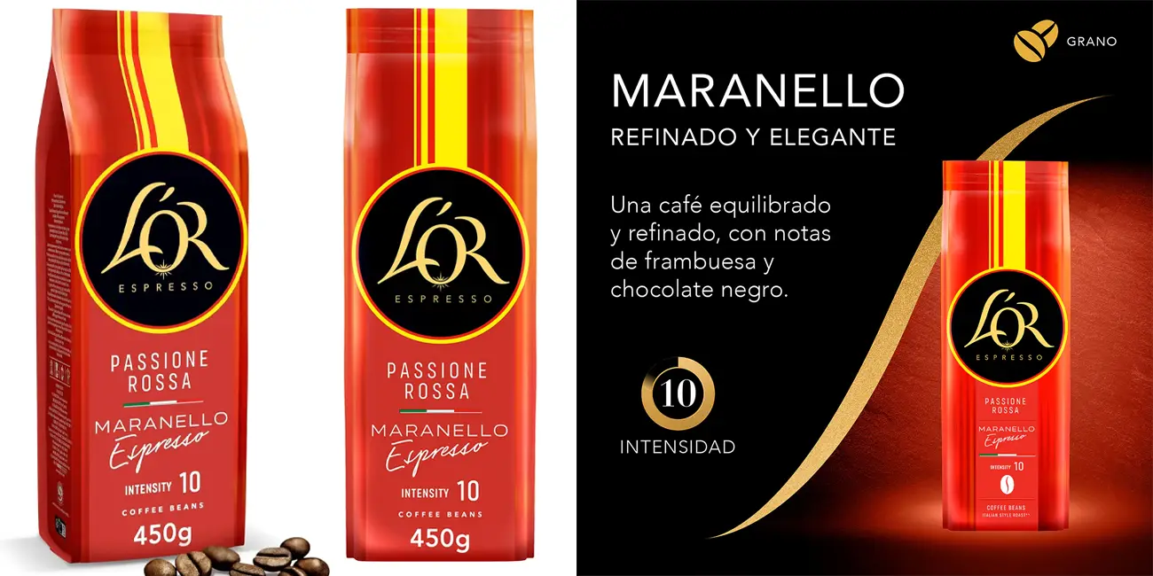 2 Paquetes de café en grano L’OR Passione Rossa Maranello Espresso de 500 g por solo 14,59€ con cupón y envío gratis (-53%) ¡7,30€ cada uno!
