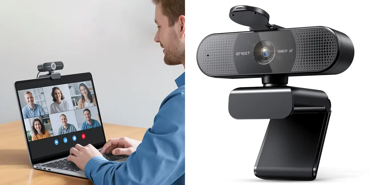 Chollo Webcam EMEET 1080P con micrófono integrado por sólo 17,49€ con cupón y envío gratis (-56%)