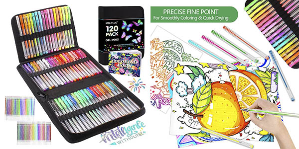 Chollo Caja de 120 bolígrafos de gel con purpurina (60 + 60 recambios) por sólo 14,99€ (-25%) ¡Más baratos aún!