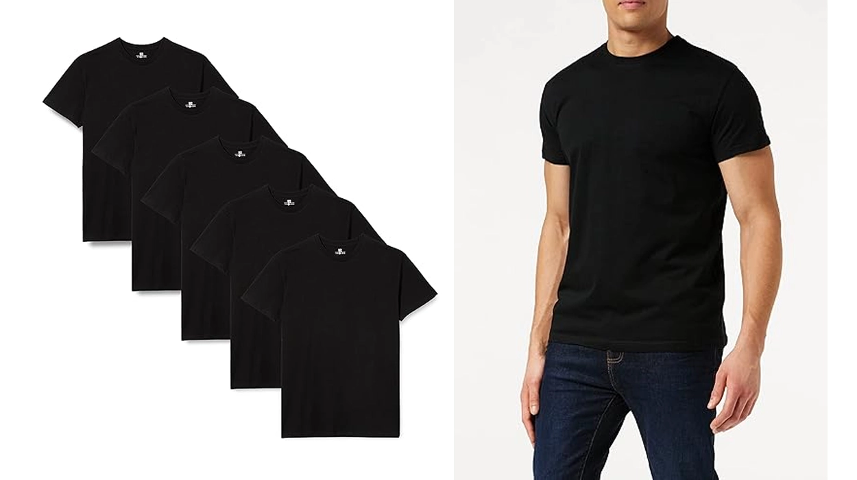 Renueva tus básicos con este pack de 5 camisetas negras Lower East para hombre 100% algodón ¡Salen a menos de 5€ cada una!