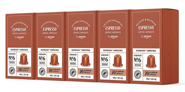 Chollo Pack x100 Cápsulas de café Espresso by Amazon compatibles con Nespresso por sólo 13,37€ ¡0,13€ la unidad!