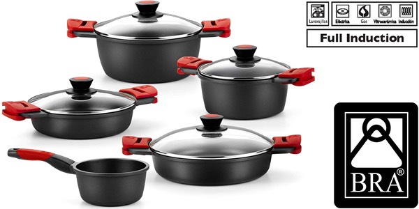 Chollo Batería 5 Piezas de aluminio fundido BRA Premiere con recubrimiento antiadherente por sólo 133,09€ con envío gratis (-42%)