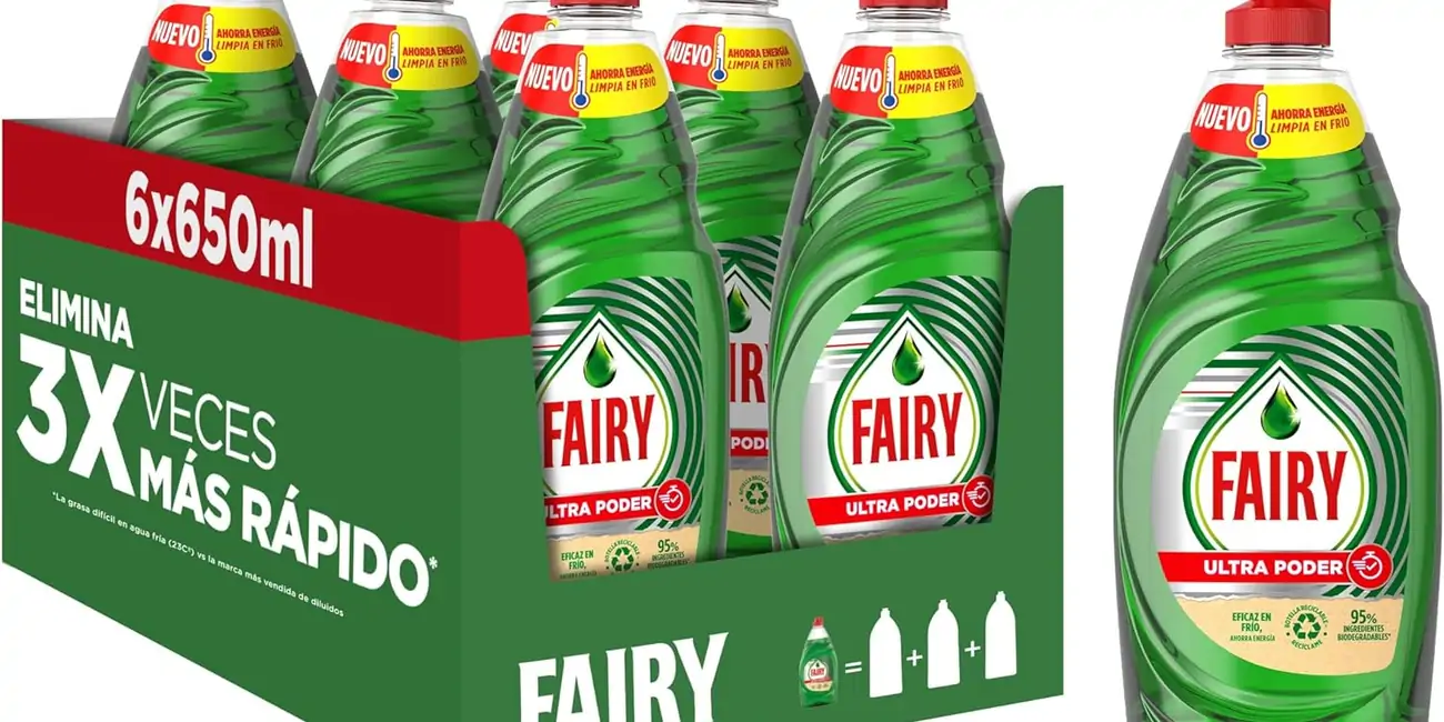 Fairy Ultra Poder para todo el año con este pack de 6 botellas de 650 ml que salen a sólo 2,98€ cada una ¡Cuestan más de 4,50€ en supers!