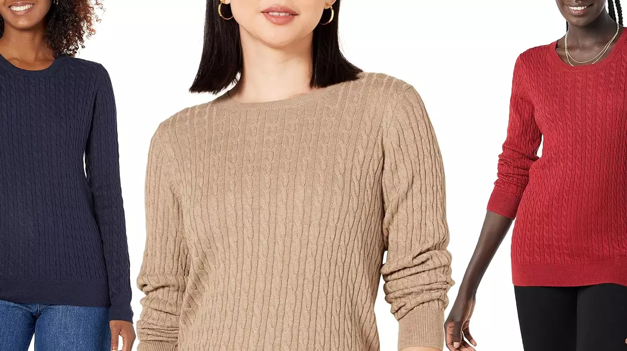 Chollo Jersey de punto trenzado Amazon Essentials para mujer en varios colores por sólo 11,56€ (-49%)