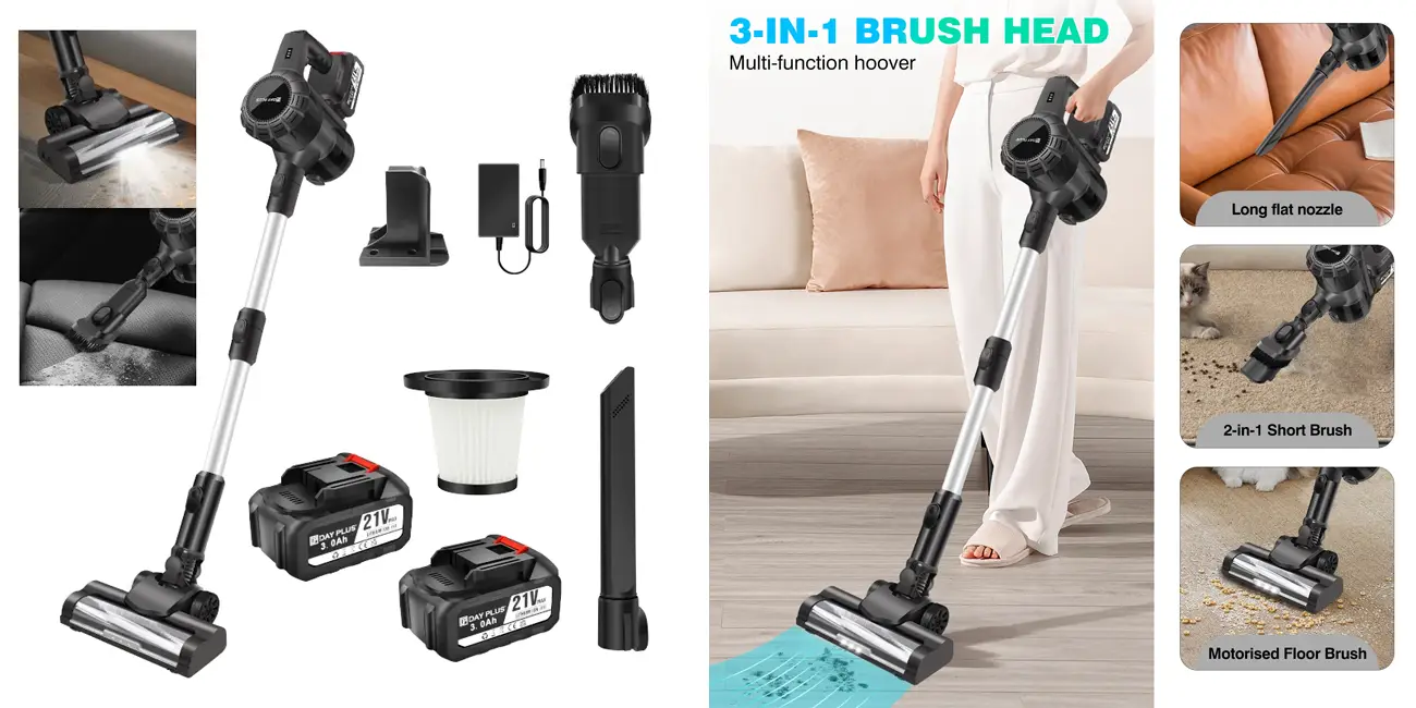 Chollo Aspiradora inalámbrica 6 en 1 de 550W 45KPA con batería recargable por sólo 51,63€ con cupón y envío gratis (-72%)