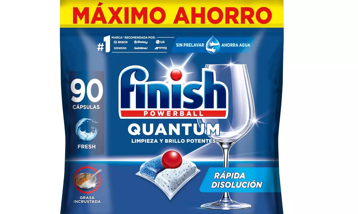 Chollo Pack x90 Pastillas para lavavajillas Finish Powerball Quantum Infinity Shine por sólo 15,99€ (-43%) ¡Sólo 0,18€ cada una!