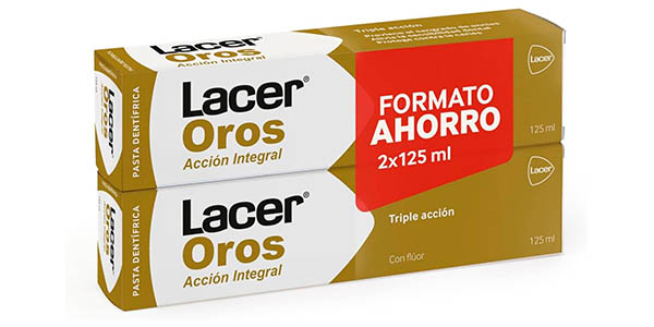 Chollo Pack x2 Pasta de dientes Lacer Oros de 125 ml por solo 9,99€ (31% de descuento)