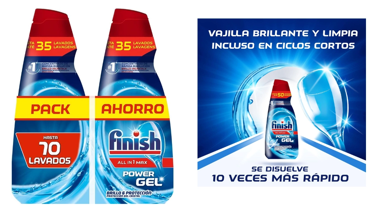 Este pack de lavavajillas Finish All in 1 Max Power Gel de 70 dosis está rebajadísimo y hoy te sale cada botella a sólo 4,25€ ¡Precio imposible de ver en el súper!