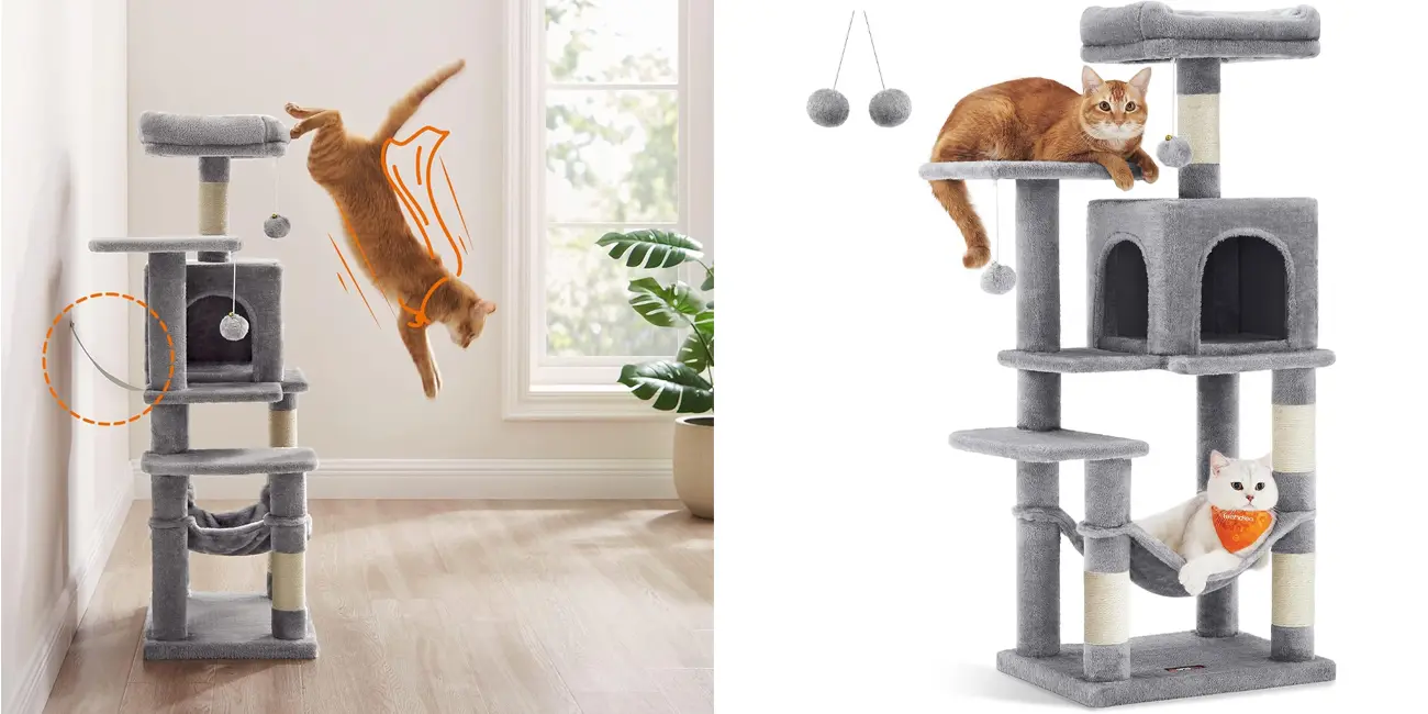 Tus gatos adorarán esta chulísima torre rascador de varios niveles ¡y cuesta menos de 29€ en Amazon!