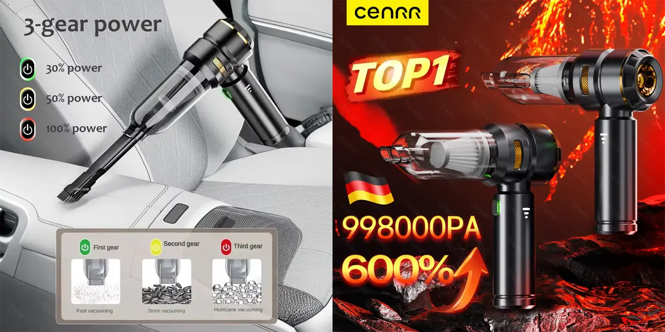 Chollo Aspirador de mano inalámbrico CENRR 998000 por sólo 22,66€ con cupón y envío gratis (-11%)