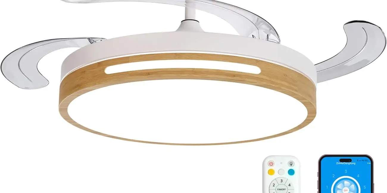 Este genial ventilador de techo con luz LED y aspas retráctiles te salvará el verano por menos de 60€