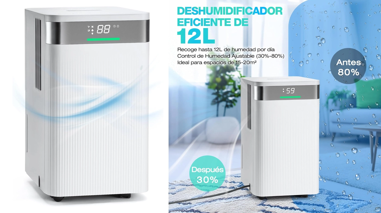Consigue un ambiente más agradable en casa con este deshumidificador de bajo consumo que recoge hasta 12 litros en un día ¡Está muy bien de precio!