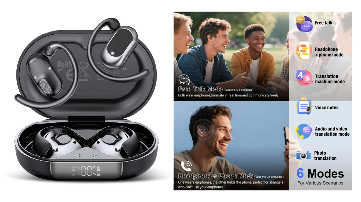 Comunícate sin problemas en cualquier país con estos auriculares AI con traductor a 164 idiomas que BAJAN de precio en Amazon