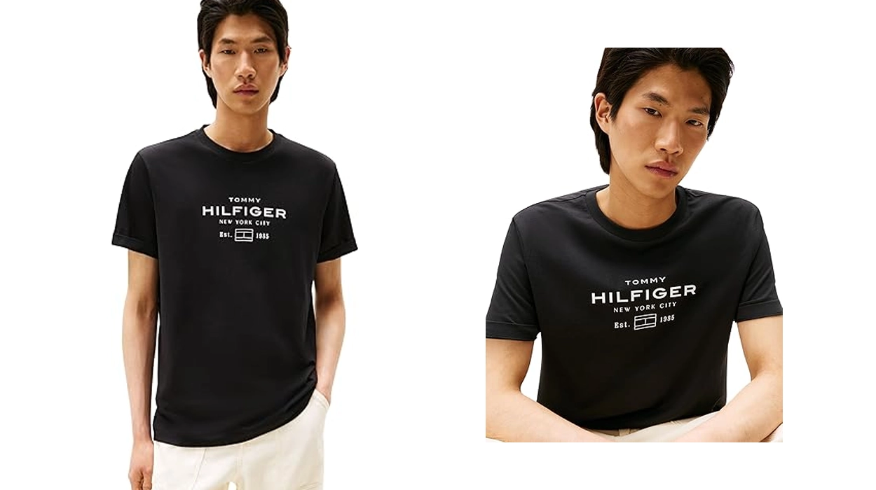 No te pierdas esta elegante camiseta Tommy Hilfiger Hilfiger Stack Graphic para hombre que puedes cazar muy rebajada en el color más combinable