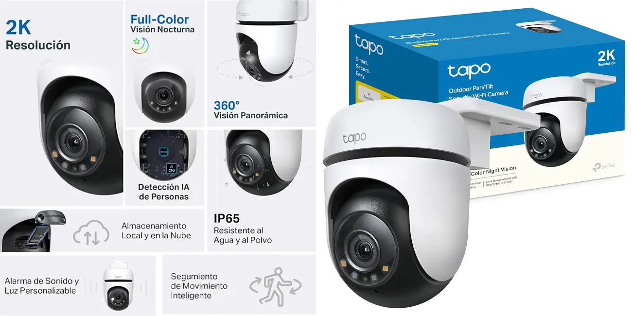 Cámara exterior Tapo C510W con giro 360º y visión nocturna a color por sólo 41€ en Amazon