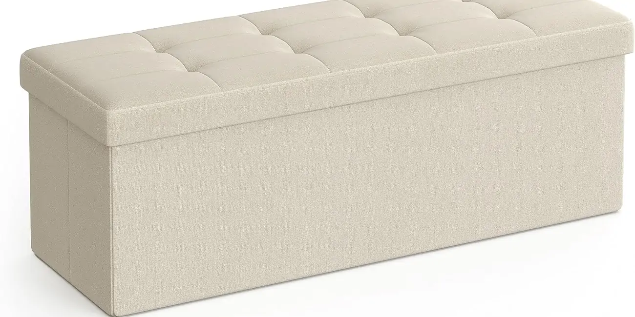 Con este banco plegable Songmics Mazie tendrás una opción de almacenamiento versátil y que decora un montón por menos de 26€