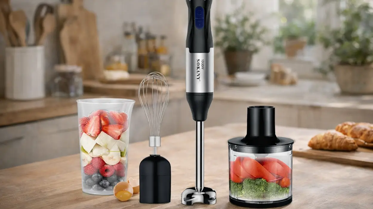 Chollo Batidora de mano OWJHE 1000W 4 en 1 por sólo 16,55€ (78% de descuento)