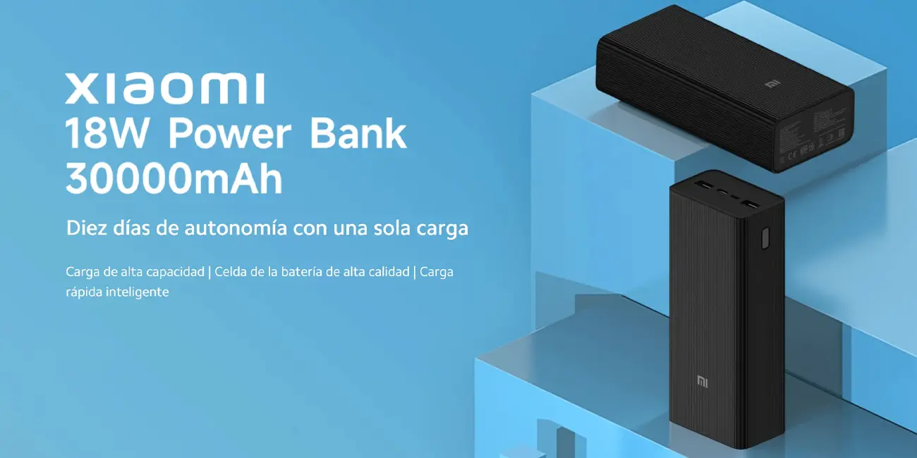 Esta batería portátil Xiaomi de 30.000 mAh se queda por menos de 23€ y te olvidas del enchufe durante días