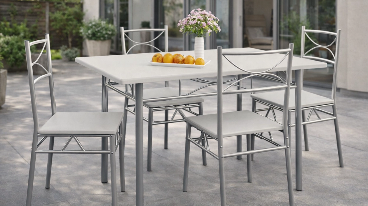 Renueva tu cocina o comedor con este conjunto de mesa y 4 sillas Casaria Paul que encaja en espacios pequeños, por menos de 100€