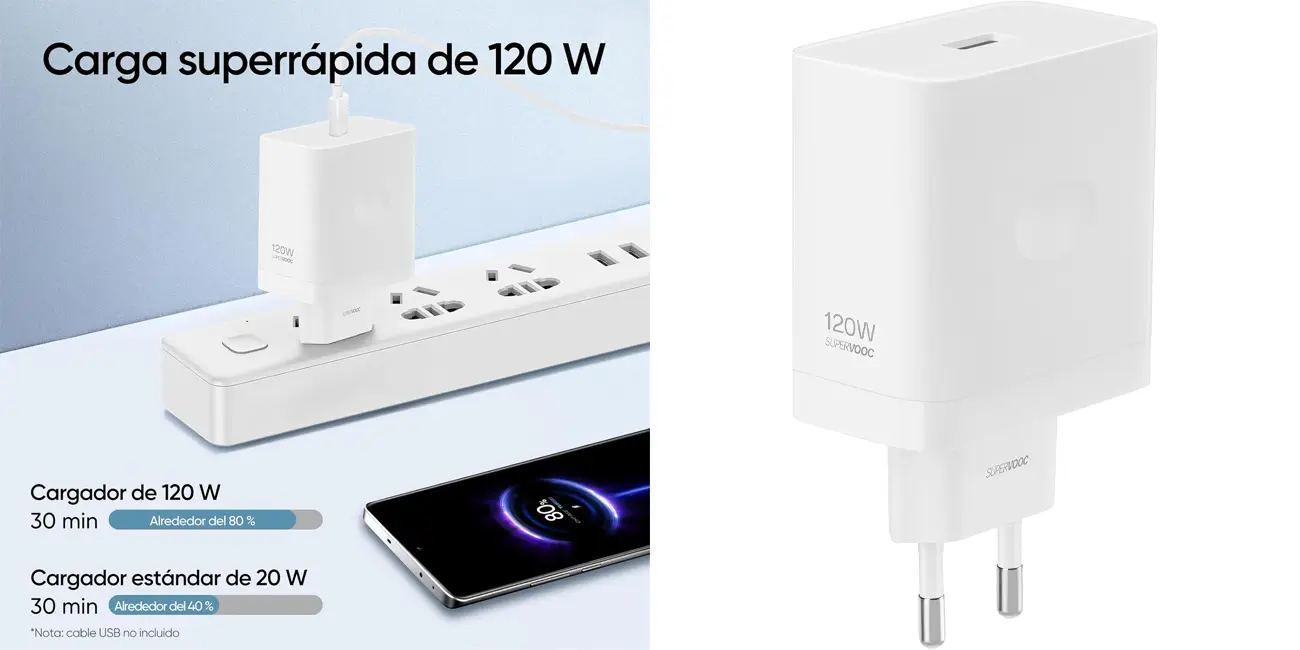 Chollo Cargador USB-C Realme SUPERVOOC de 120W por sólo 19,99€ (-33%)