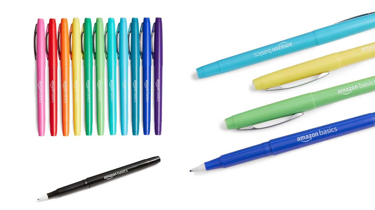 Chollo Pack x12 Rotuladores de punta de fieltro Amazon Basics por sólo 3,99€ (-45%)