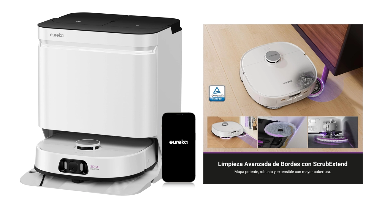 Chollo Robot aspirador con friegasuelos de agua caliente Eureka J15 Ultra por sólo 329,99€ con envío gratis (29% de descuento)