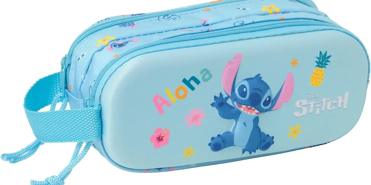 Chollo Estuche infantil portatodo Stitch Doble 3D por sólo 3,45€ (65% de descuento)