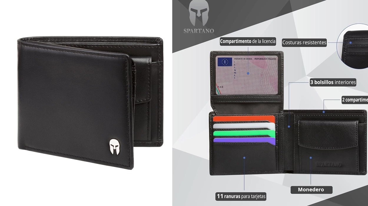 Si te da vergüenza sacar la cartera del bolsillo, esta premium Spartano Zeus de cuero con protección RFID es una gran opción para renovarla a precio mínimo