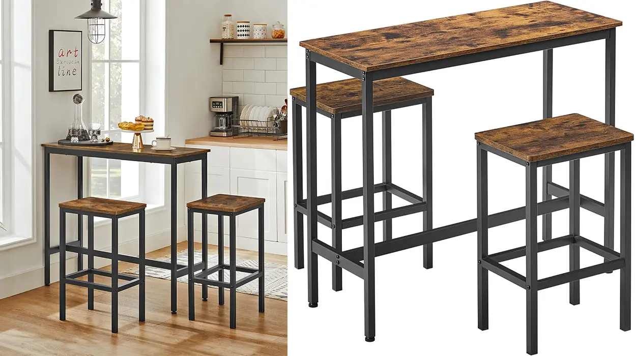Chollo Juego de mesa y taburetes de bar Vasagle por sólo 54,18€ con cupón y envío gratis (-73%)