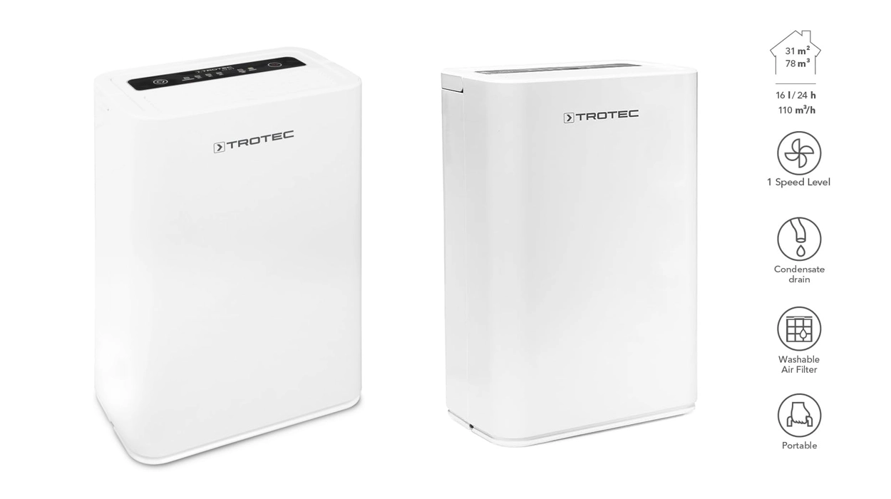 Chollo Deshumidificador eléctrico TROTEC TTK 52 E de 16 litros por sólo 119,69€ con cupón y envío gratis (10% de descuento)
