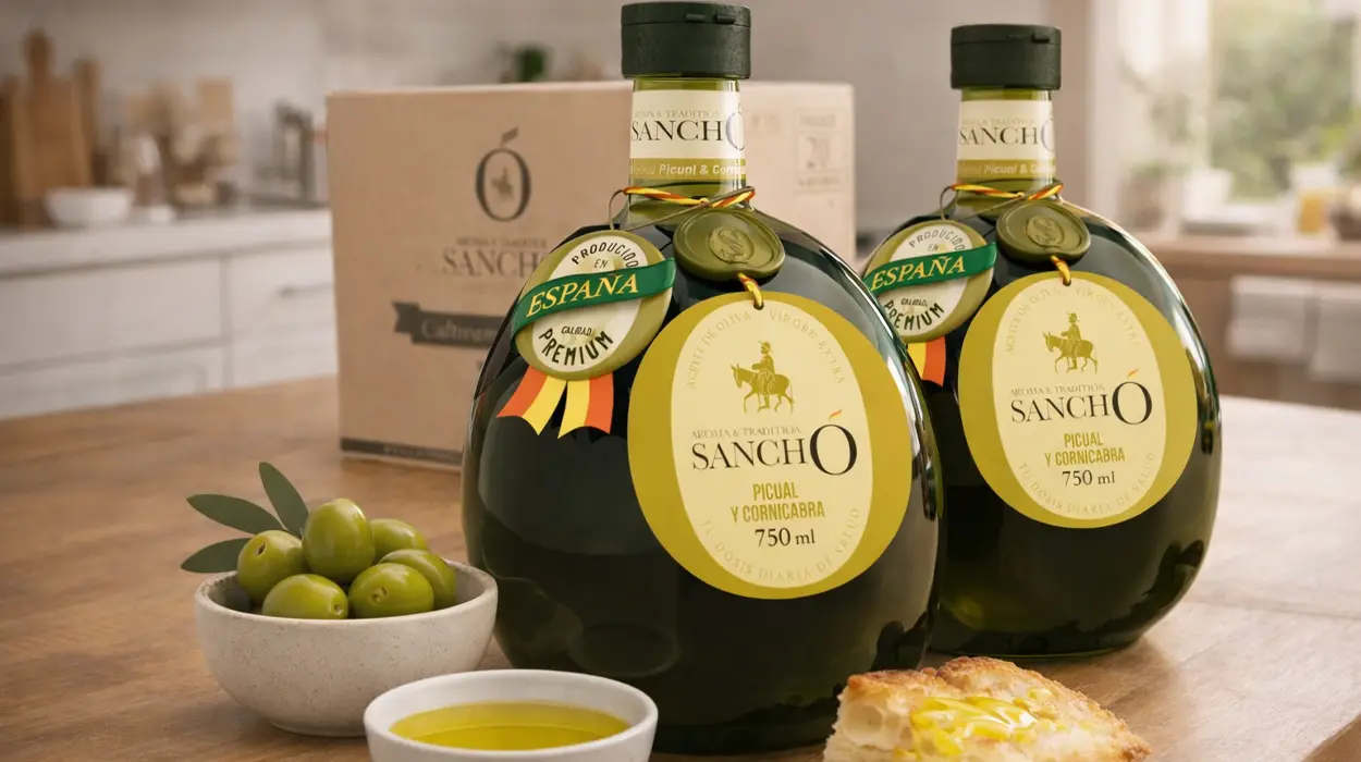 Amazon rebaja un 57% este pack de 2 botellas de aceite de oliva virgen extra picual Sancho la Mancha