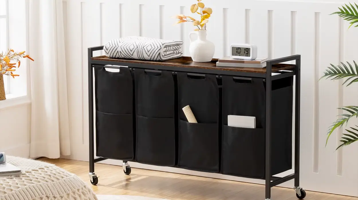 Chollo Cesto para ropa HOOBRO con 4 compartimentos por sólo 53,89€ con cupón y envío gratis (-73%)